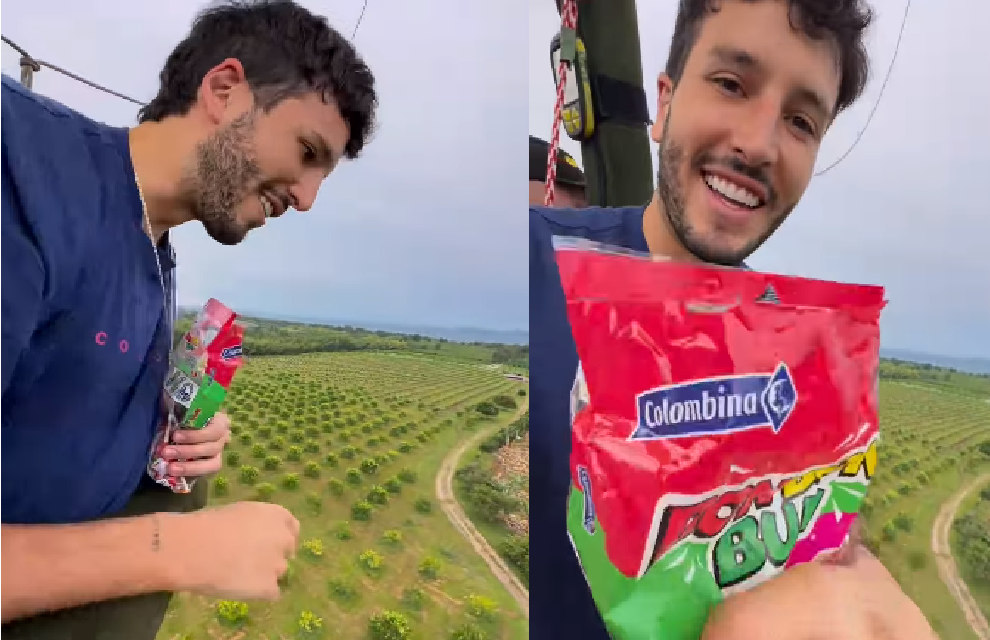 Sebastián Yatra lanzó bombones desde un globo aerostático